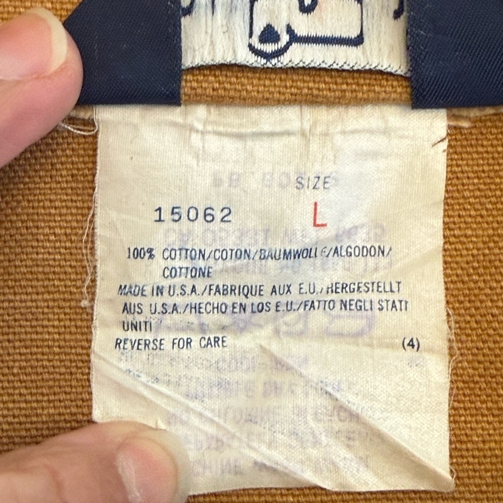 Vintage Woolrich Chore Coat Cotton Mens L Tan Leather Collar Removable Fleece - Picture 8 of 12